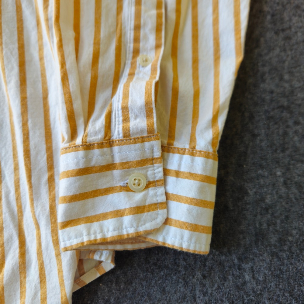 GAP Button Down Shirt 100% Cotton M Yellow Striped Slim Fit Long Sleeve Pocket - Picture 10 of 10
